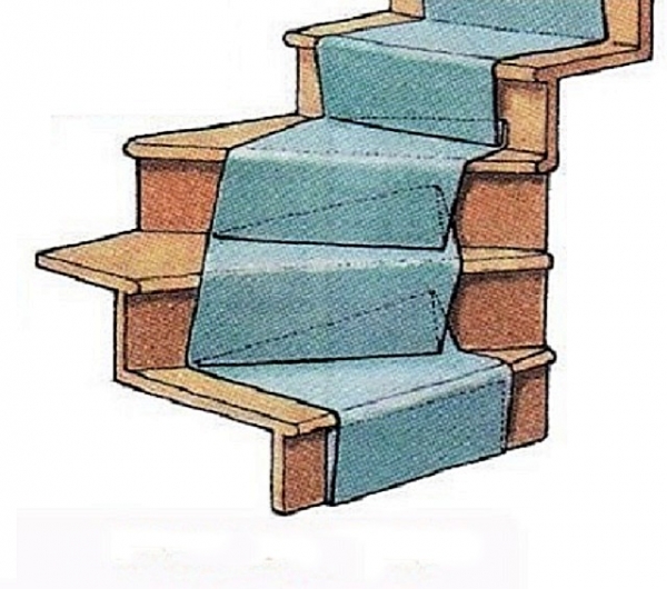 Накладки на ступени лестницы из ковролина